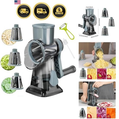 Cheese Grater Rotary Multi-Purpose Stainless Steel Handheld Vegetable Fruit S...