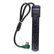 6 Outlet Surge Protector with 3 Ft. Heavy Duty Cord - Black