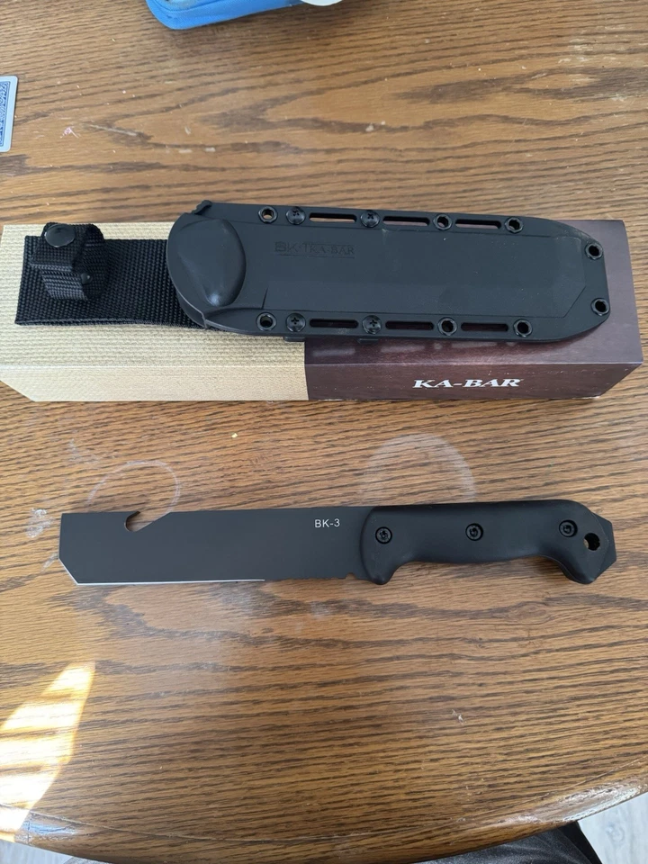 Ka-Bar Becker BK3 12.5” Tac Tool Fixed Blade Knife & Sheath BLACK USA  - Image 2 of 3