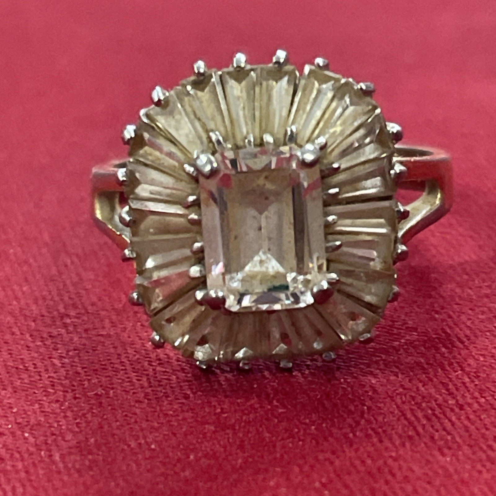 18k Yellow Gold Filled Clear Rectangular Stone Su… - image 2