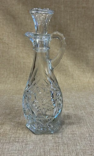 Vintage Anchor Hocking Star of David Cruet/Oil/Vinegar Glass Bottle