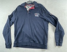 Amper & Sand Rugby Polo Shirt Men's Large Blue Cotton Northwest Haven
