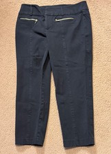 INC International Concepts Black Pants Cotton Rayon Spandex Size 12 Zip Pockets