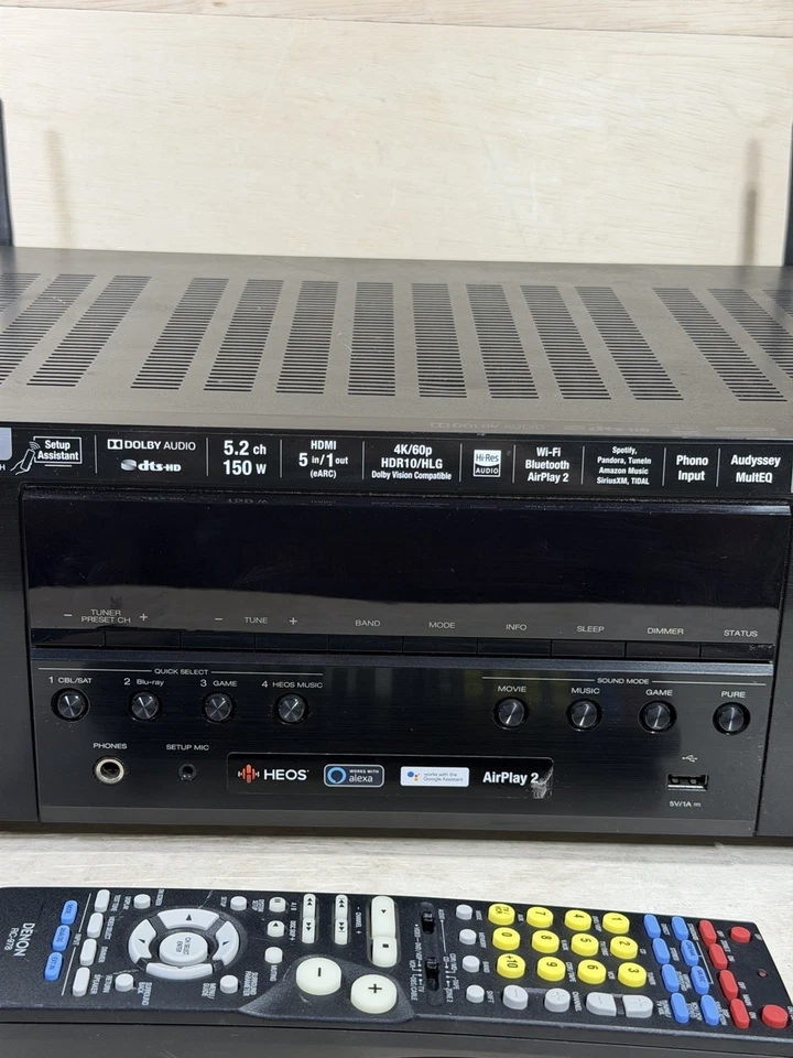 Denon AVR-S650H 5.2 Channel 4K Ultra HD AV Receiver Bundle w/ Remote - Tested! - Image 4 of 4