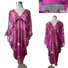 PAUL ROPP Pink/Gold/Black Fine Cotton Jacquard S/Less Kaftan Midi Dress One Size