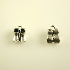 Wooden Style Clogs - Lead Free Silver Color Pewter Charm