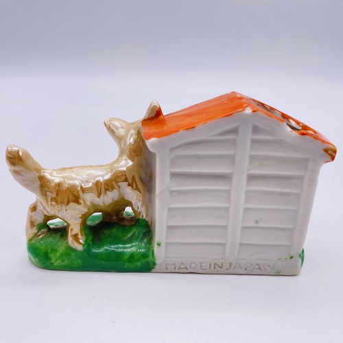Vintage Japan Lusterware Bonzo Dog & Friend With Doghouse Toothpick Holder - Picture 3 of 7