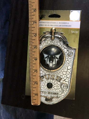 PORTA CAMPANELLO BULBO OCULARE ANIMATO PUNTELLO GEMMA HALLOWEEN LUCI VERDI SUONI PIPISTRELLO - Foto 8 di 10