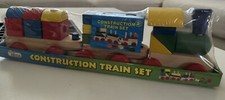 My First Construction Wooden Train Set Bright Colors, 20 Piece Set, 17" Long