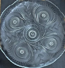 VINTAGE 22” PUNCH BOWL BASE L.E. SMITH SLEW HORSESHOE & THISTLE EAPG GLASS