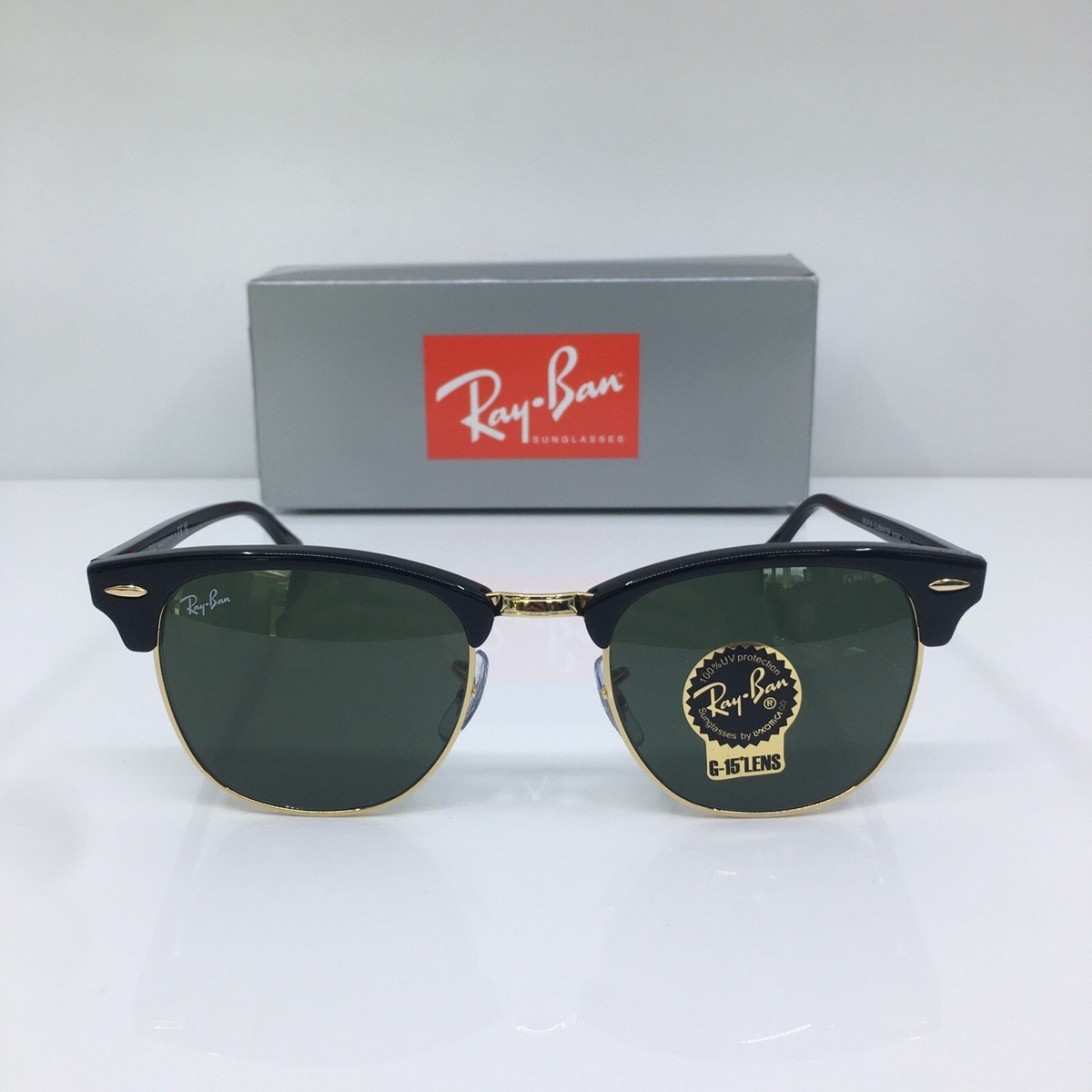 New Ray Ban RB 3016 Clubmaster Sunglasses W0365 51mm Black W