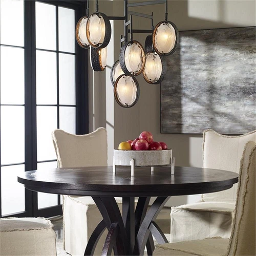 Uttermost Maxin 9-Light Transitional Iron and Glass Chandelier in Dark Bronze - Picture 4 of 5