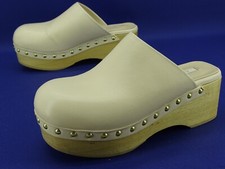 Sandales ARKET Chaussures Sabots Mules Plateformes Talons Hauts Cuir Gr 36 Crème