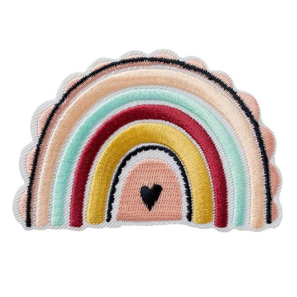 Regenbogen Mit Herz - AufnäHer, BüGelbild, AufbüGler, GrößE: 8,6 X 5,8 Cm-image