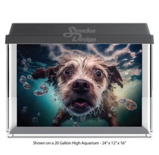 Beige Brown Dog Swimming Polyester Fish Tank Glass Backdrop Aquarium Background