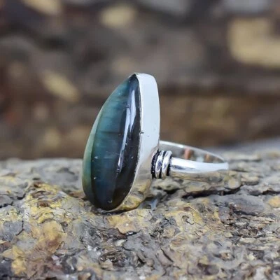 Flashy Labradorite Edelstein Handgemacht Silber Schmuck Ringgröße 8 RSLS473 - Bild 1 von 4