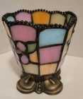 PartyLite Hydrangea Tiffany Style Stained Glass Tea Light Votive Candle Holder