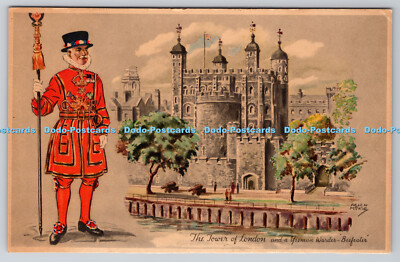 R747328 Der Tower of London und ein Yeoman Warder Beefeater Tuck London Figur