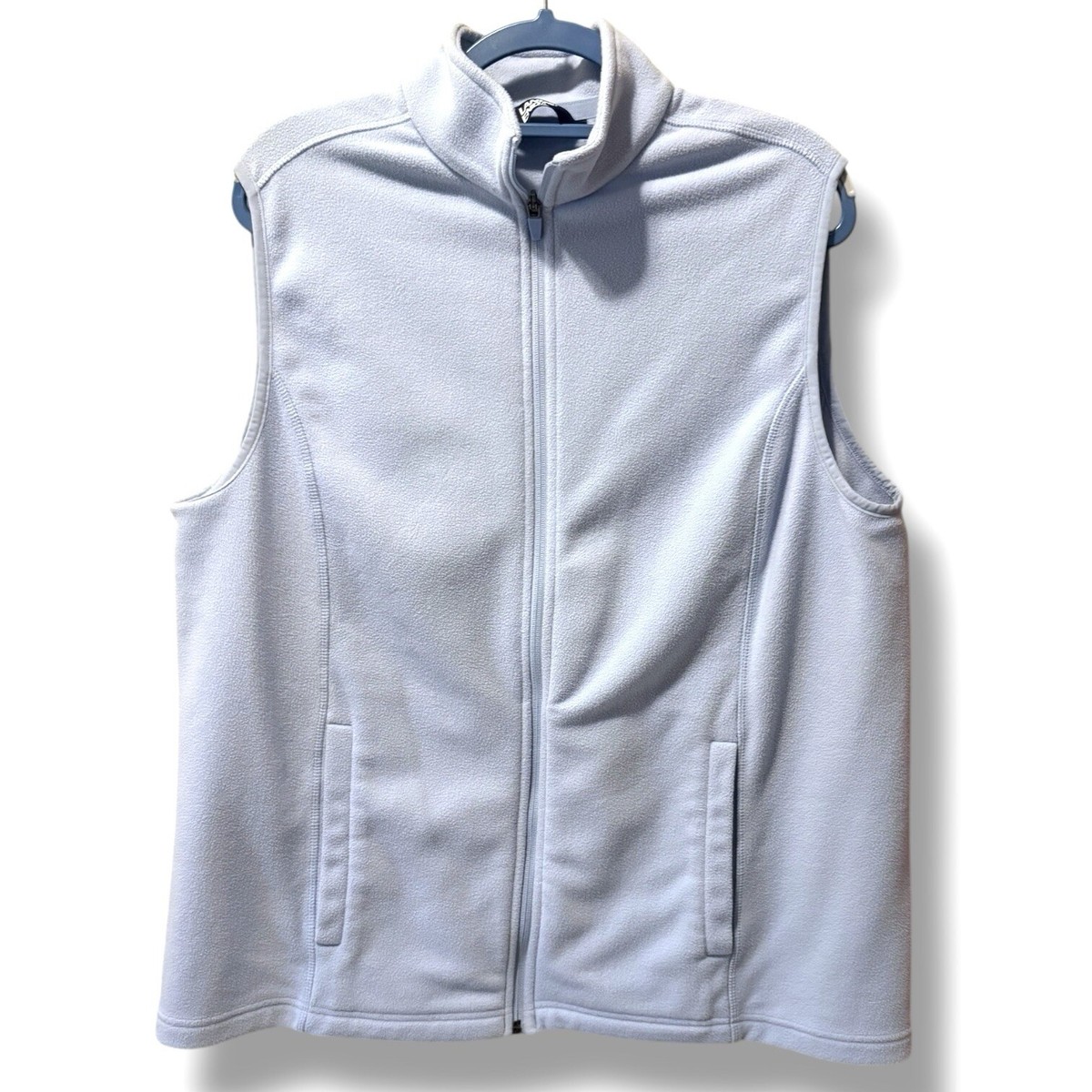 Lands End Thermacheck Fleece Lightweight Vest Full Zip Blue Plus