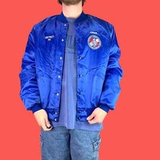 80s vintage blue bomber jacket