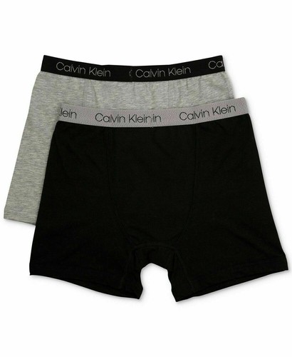 Calvin Klein Boys 2 Pack Boxer Briefs Blue Gray Navy Black Red Green New Cotton - Picture 19 of 33