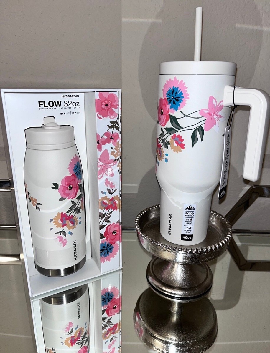 2-NWT HYDRAPEAK SPRING FLORAL VOYAGER 40OZ AND FLOW 32OZ TUMBLERS
