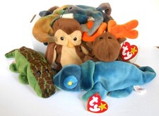 5 TY BEANIES BABIES. HOOT, CLAUDE, ALLY, CHOCOLATE,  RAINBOW.  5-PIC,