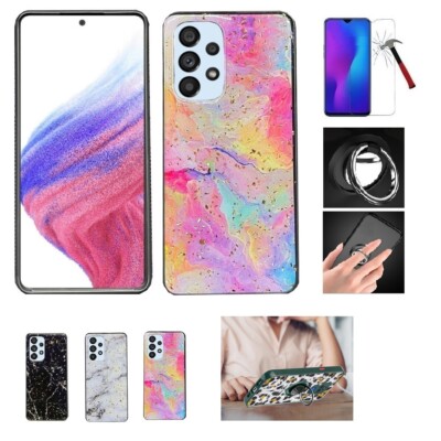 For Samsung Galaxy A53 5G, Shockproof Slim Hard Cover Case + Ring Tempered Glass