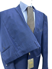 ABITO UOMO PRINCIPE DI GALLES BLU FRESCO LANA 46 48 50 52 54 56 58 60 PRIMAVERIL