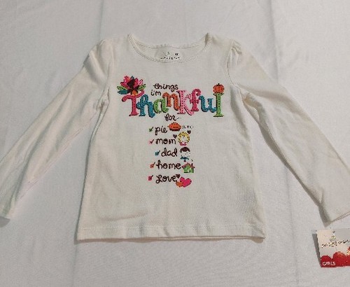 Jumping Beans Kleinkind weiß Thankful Langarm T-Shirt Größe 4T