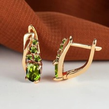 2Ct Oval Cut Lab-Created Peridot Hoop Pretty Earrings 14K Rose Gold Plated