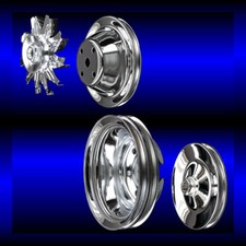 Chrome 4 Pulley Set For Small Block Chevy Long Water Pump Sbc 283 327 350