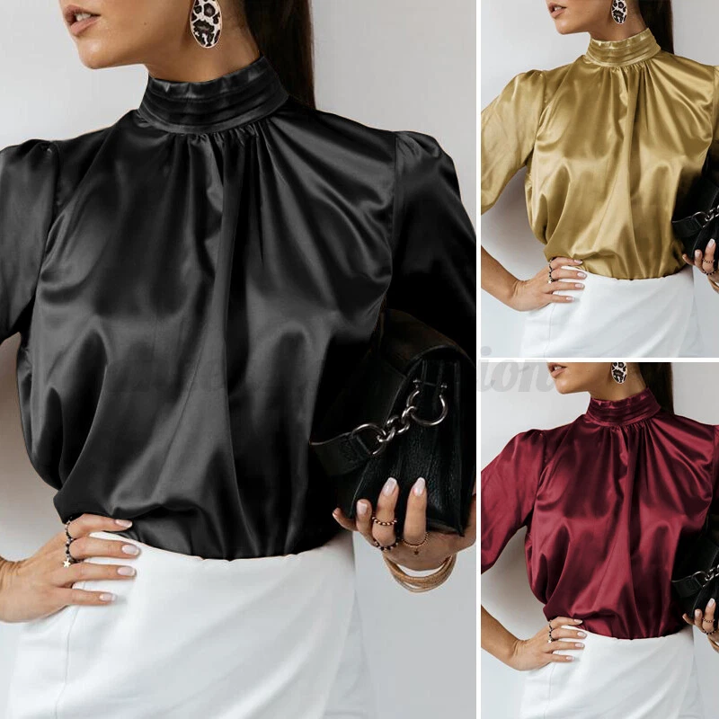 Plus size high collar best sale blouse