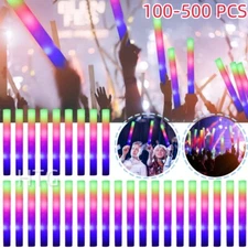 100-500 PCS Light Up Foam Sticks Wand Rally Batons DJ Flashing Glow Stick Party