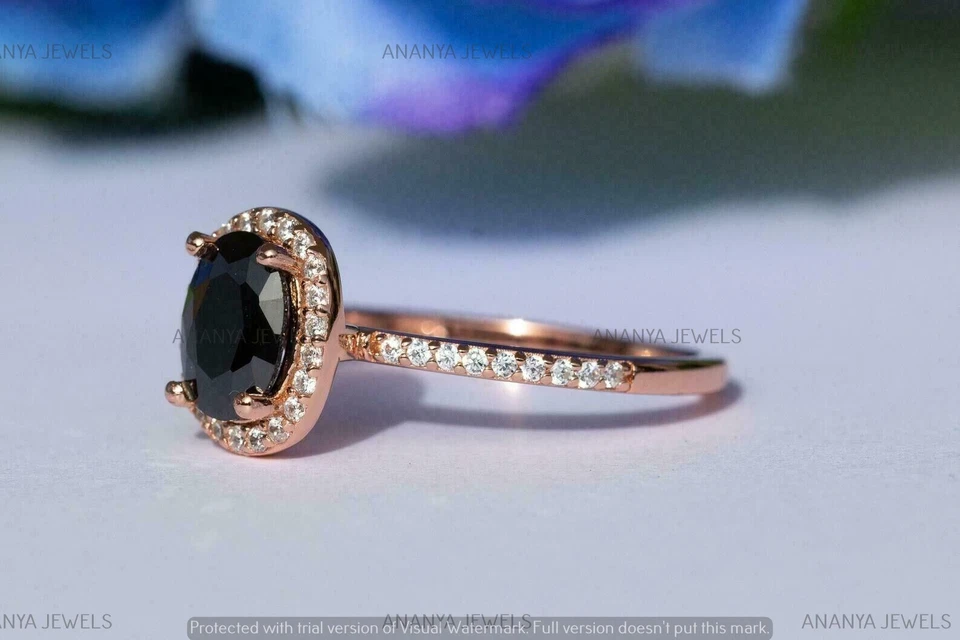 2ct Oval Cut Spinel Lab-Created Solitaire With Accents Ring 14K Rose Gold Plated - Image 2 of 4