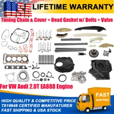 For Audi VW 2.0T Cylinder Head Gasket Set Intake Exhaust Valves Timing Kit EA888