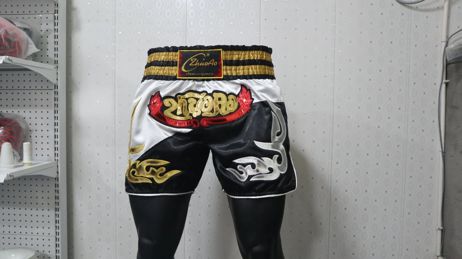 MMA Training Shorts Muay Thai Fighting Boxing Sports Pants Embroidery Satin - Picture 4 of 22