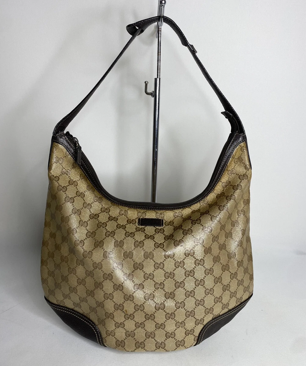 Vintage Gucci Princy Hobo Bag Web Stripe PVC Crystal GG Monogram Leather