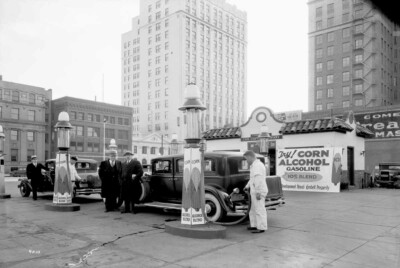 1933 Gas Station Pumping Corn Alcohol Blend Gas 8 x 10  Photograph
