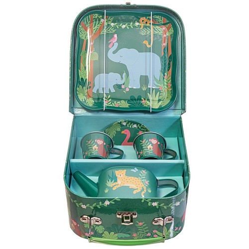 Sass & Belle Jungle Kids Tea Party Set Childrens Carry Case Picnic Toy Role Play - 第 1/2 張圖片