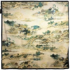 NWT Silk Scarf 53"x53" Super Large Square S3211 Ancient Painting for 10 Century