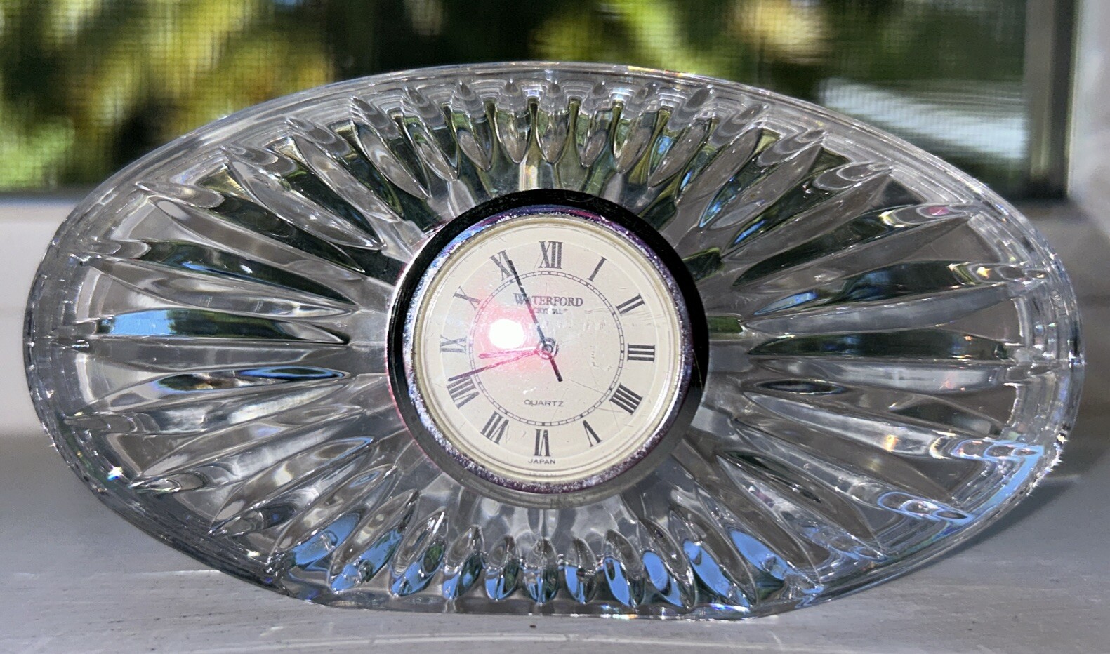 Waterford Crystal Small Oval Quartz Clock Desk Mantel
