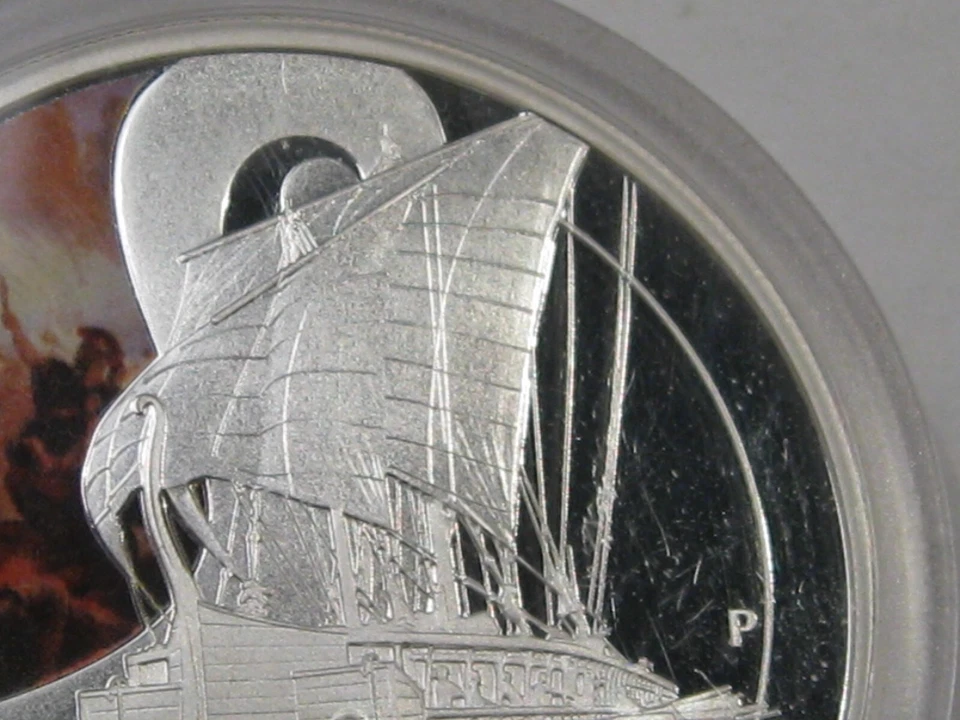 2010 Cook Isola Famous Navale Mare Battaglia Salamis 480 BC 1 Oncia Argento .999 - Immagine 3 di 4