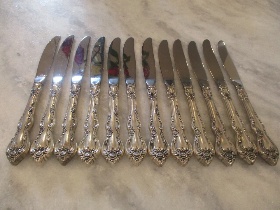 TOWLE STERLING SILVER KNIVES (12) SPANISH PROVINCIAL 1967 - 8-7/8" -NO MONO-835g - Image 3 of 4