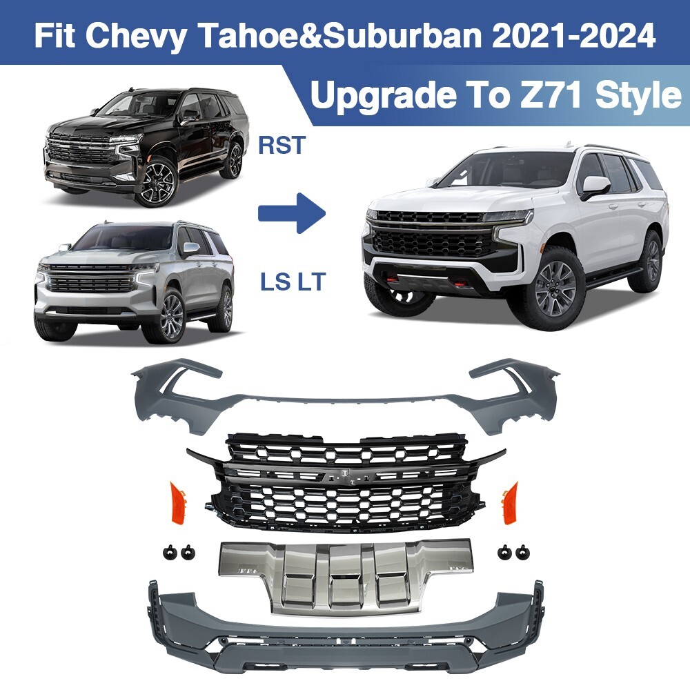 Fit Chevy Tahoe&Suburban Upgrade To Z71 Style Front Bumper Cover Grille Assembly