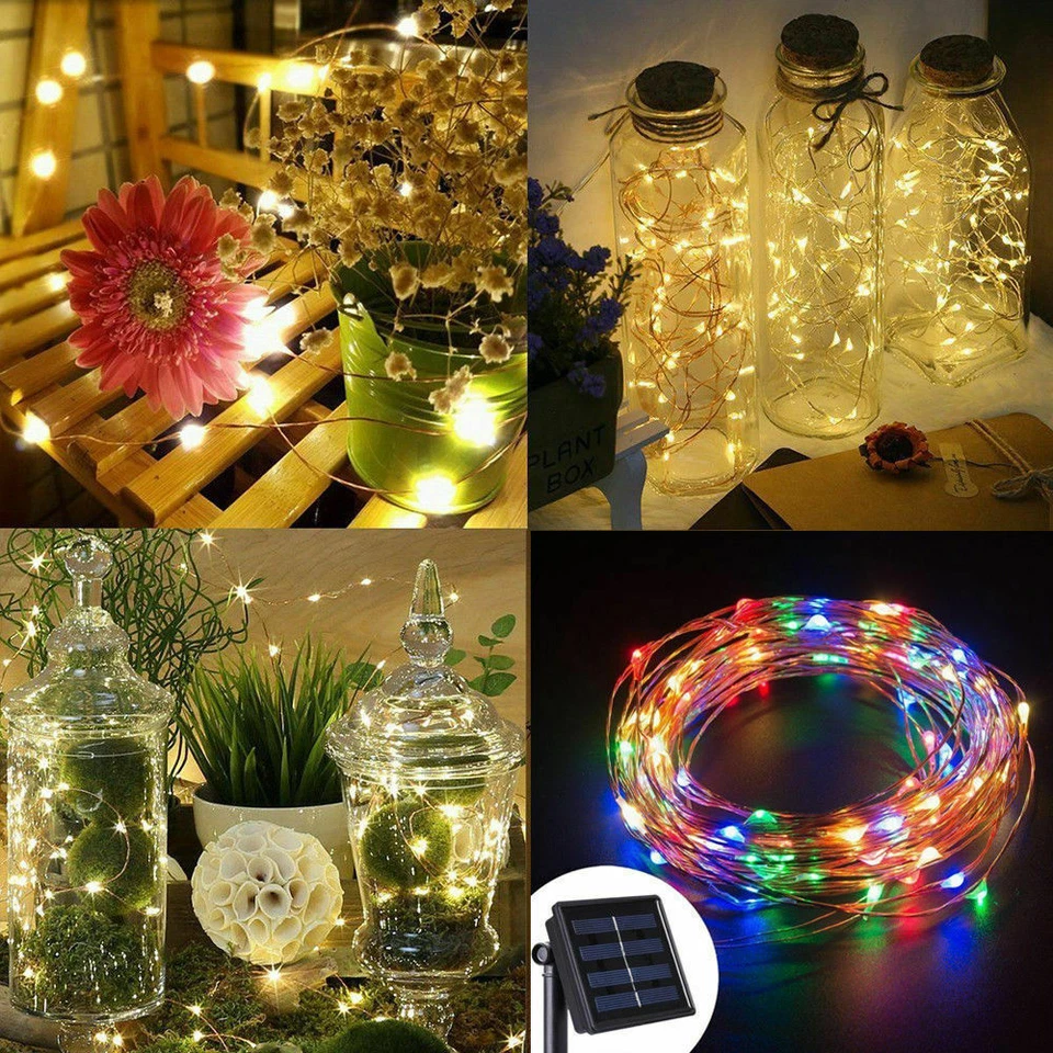 Outdoor Garden Xmas Party Decor Copper Wire Solar String LED Lights Waterproof - Image 4 of 4