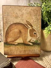 Folk Art Rabbit, Primitive Handcrafted PLAQUE / SIGN # 3