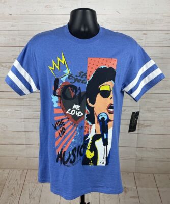 Rolling Stones Mick Jager Shirt Adult Small Blue Band T-Shirt New ST59