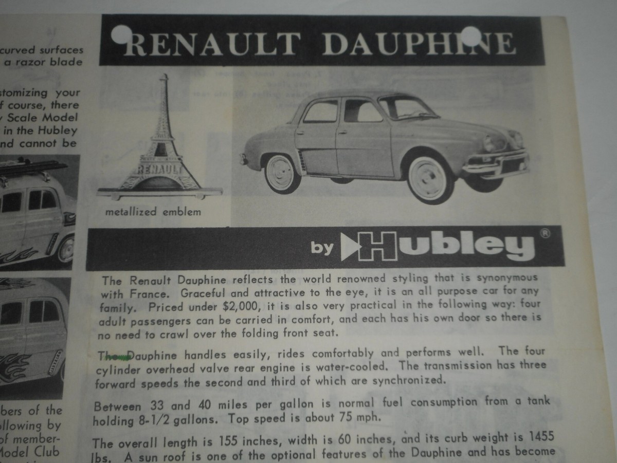 ミニカー BUBY art.1011 RENAULT DAUPHINE ミニカー BUBY art.1011 RENAULT DAUPHINE RENAULT - DAUPHINE - 1958