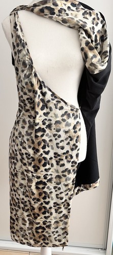 Aje Size 10 Leopard Print Cowl Neck Wrap Midi Sleeveless Dress - Picture 11 of 18